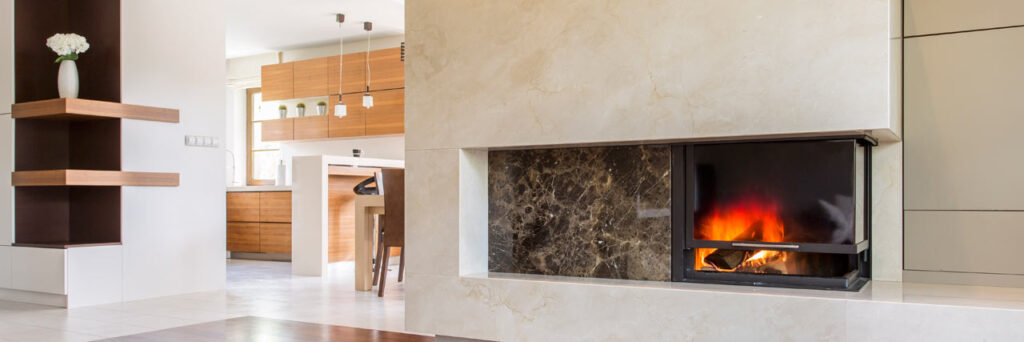 Porcelain slab fireplace